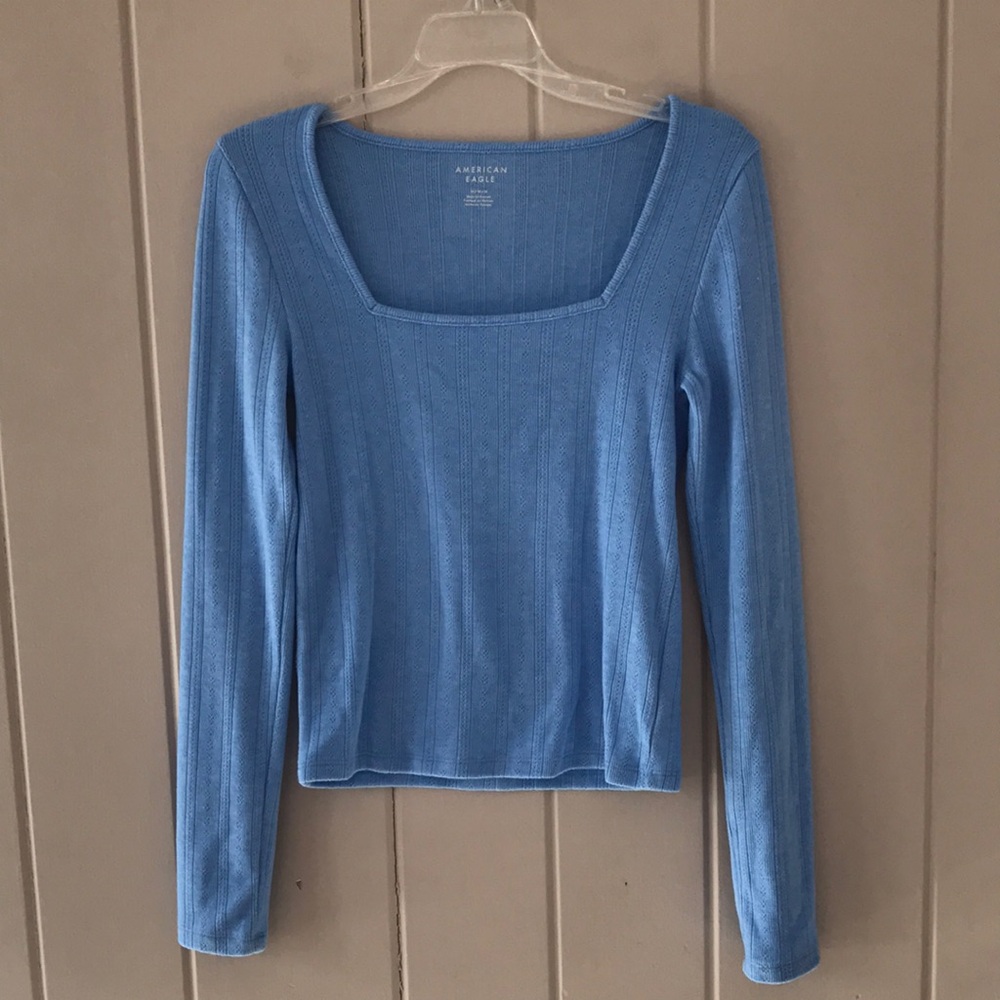 American Eagle Square Neck Pointelle Sweater - image 1